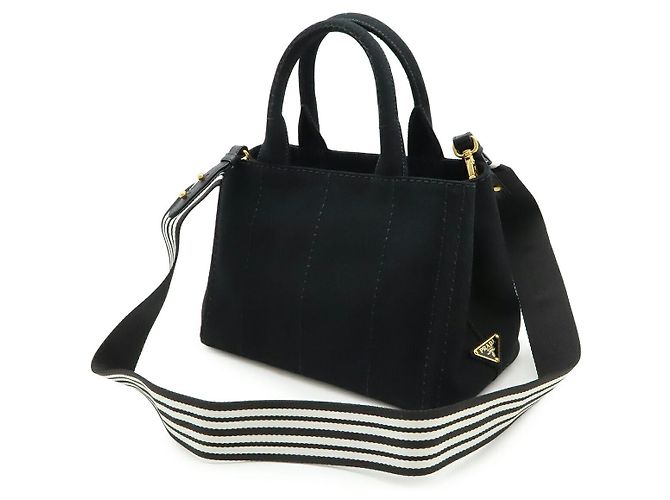 Borsa Tote in Tela CANAPA di Prada Nero - vista 2
