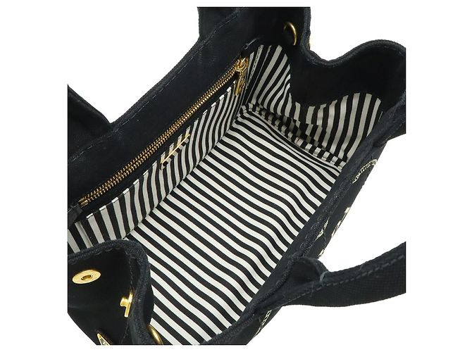 Borsa Tote in Tela CANAPA di Prada Nero - vista 6