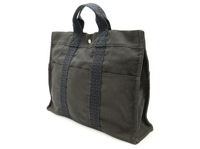 Borsa Aline MM in tela Hermès Grigio - vista 2