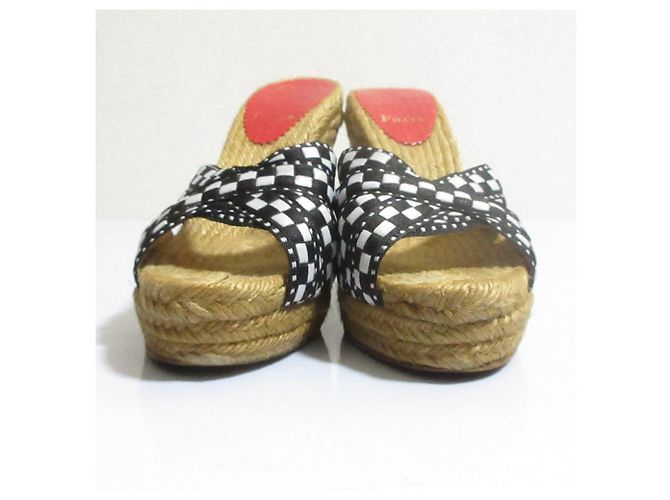 Sandali con zeppa Espadrille Christian Louboutin Nero Bianco Beige - vista 2