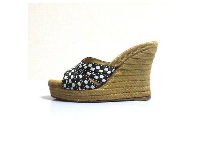 Sandali con zeppa Espadrille Christian Louboutin Nero Bianco Beige - vista 4