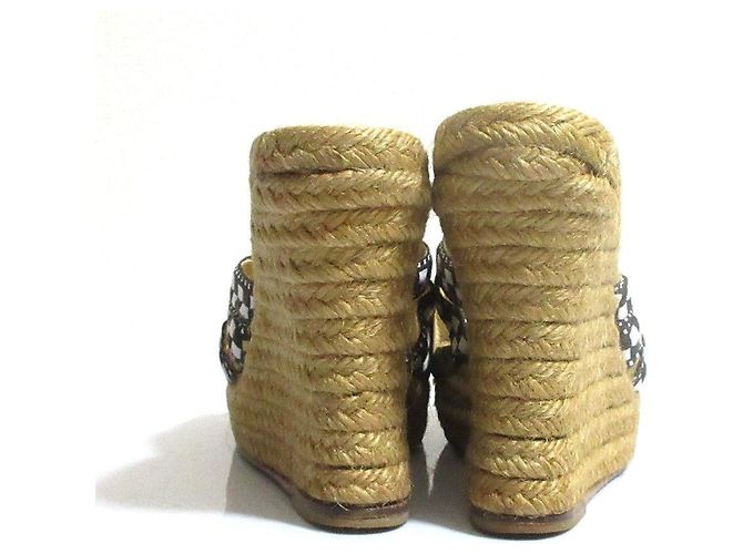 Sandali con zeppa Espadrille Christian Louboutin Nero Bianco Beige - vista 6