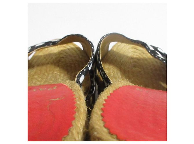 Sandali con zeppa Espadrille Christian Louboutin Nero Bianco Beige - vista 7