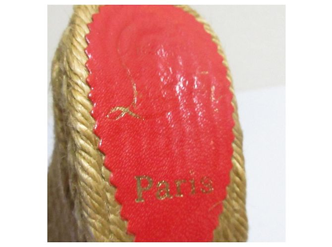 Sandali con zeppa Espadrille Christian Louboutin Nero Bianco Beige - vista 8