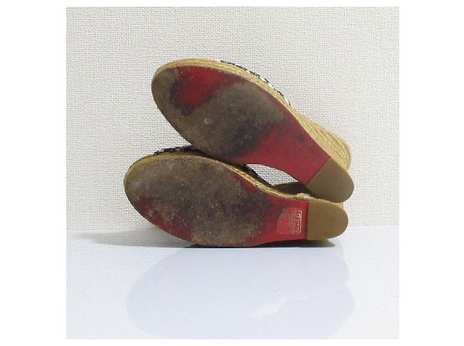 Sandali con zeppa Espadrille Christian Louboutin Nero Bianco Beige - vista 9