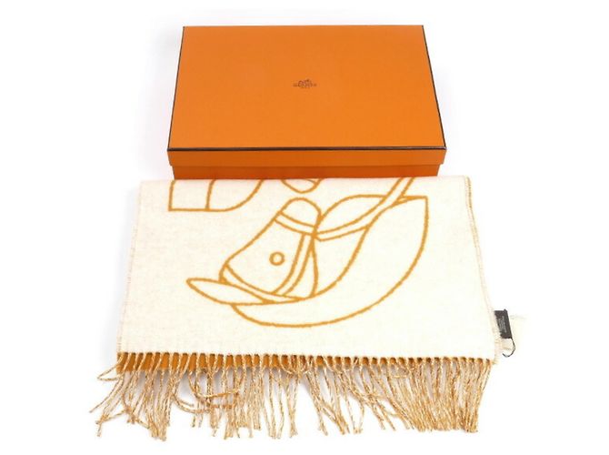 Stola in cashmere avorio Hermès Crudo - vista 6
