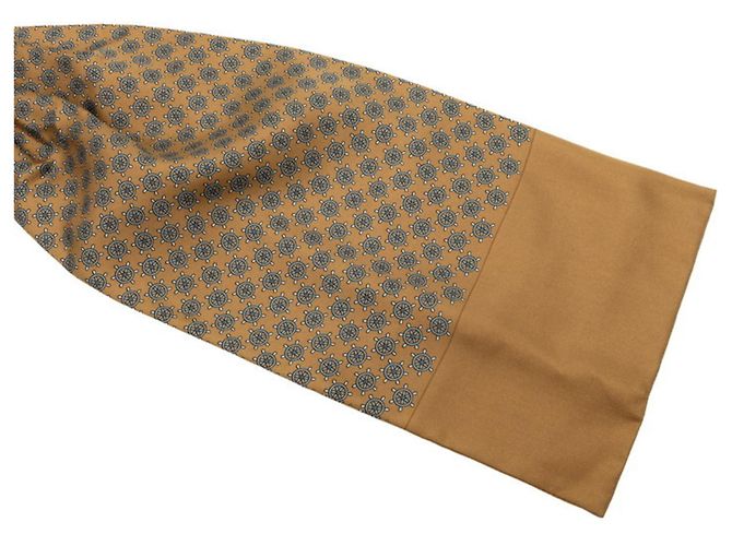 Cravatta Ascot Hermès con motivo di timone Blu Cachi - vista 2