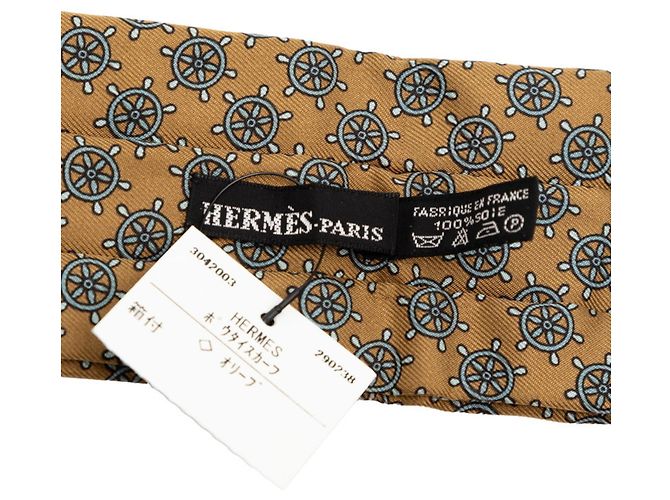Cravatta Ascot Hermès con motivo di timone Blu Cachi - vista 3