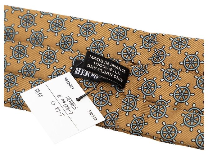 Cravatta Ascot Hermès con motivo di timone Blu Cachi - vista 4