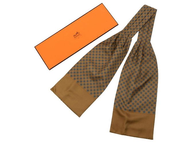 Cravatta Ascot Hermès con motivo di timone Blu Cachi - vista 5