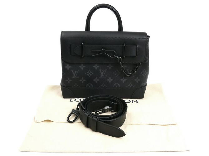 Borsa a spalla 2 in 1 Louis Vuitton Steamer PM in Monogram Eclipse Nero Monogramma - vista 9