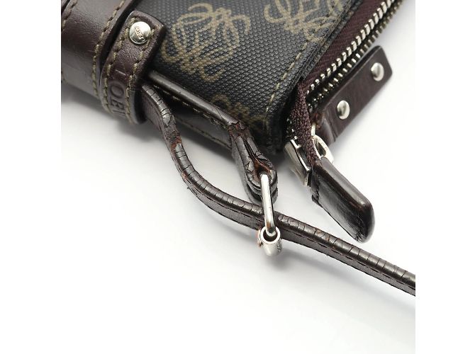 Borsa a Spalla Anagram Loewe Marrone Nero - vista 6