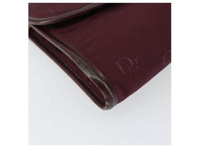 Borsa a spalla con catena Christian Dior in nylon bordeaux oro Auth SW1858 D'oro Bordò - vista 11