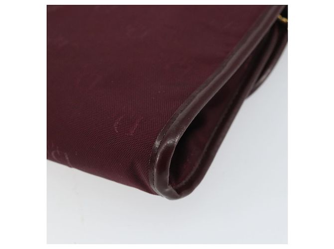 Borsa a spalla con catena Christian Dior in nylon bordeaux oro Auth SW1858 D'oro Bordò - vista 12