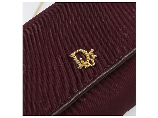Borsa a spalla con catena Christian Dior in nylon bordeaux oro Auth SW1858 D'oro Bordò - vista 14