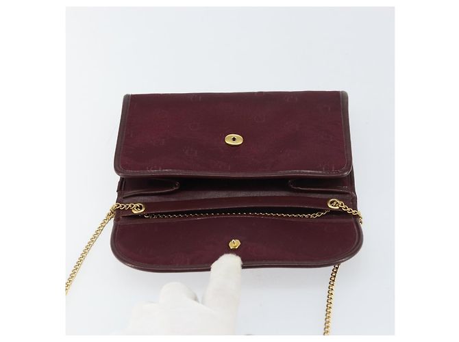 Borsa a spalla con catena Christian Dior in nylon bordeaux oro Auth SW1858 D'oro Bordò - vista 15