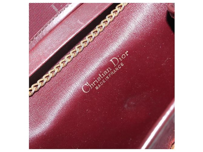 Borsa a spalla con catena Christian Dior in nylon bordeaux oro Auth SW1858 D'oro Bordò - vista 16