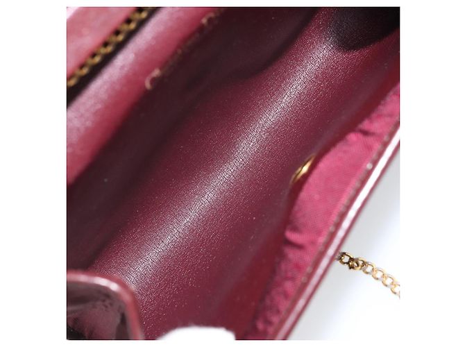 Borsa a spalla con catena Christian Dior in nylon bordeaux oro Auth SW1858 D'oro Bordò - vista 17