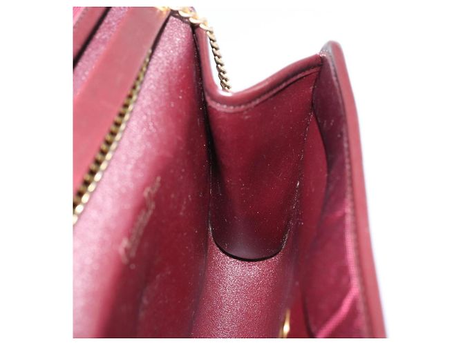Borsa a spalla con catena Christian Dior in nylon bordeaux oro Auth SW1858 D'oro Bordò - vista 18