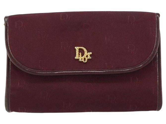 Borsa a spalla con catena Christian Dior in nylon bordeaux oro Auth SW1858 D'oro Bordò - vista 2