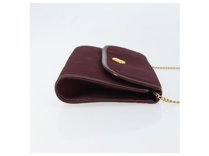Borsa a spalla con catena Christian Dior in nylon bordeaux oro Auth SW1858 D'oro Bordò - vista 4