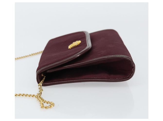 Borsa a spalla con catena Christian Dior in nylon bordeaux oro Auth SW1858 D'oro Bordò - vista 5