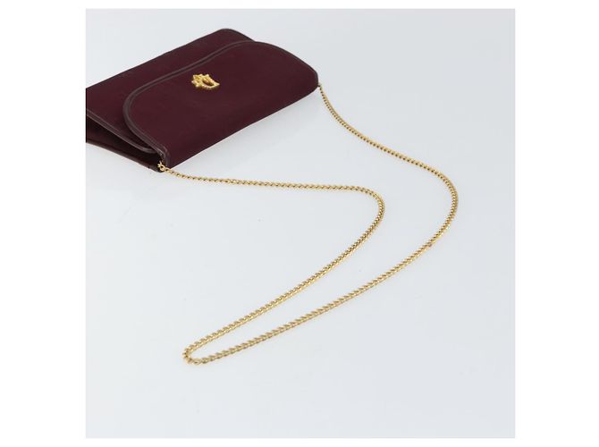 Borsa a spalla con catena Christian Dior in nylon bordeaux oro Auth SW1858 D'oro Bordò - vista 7