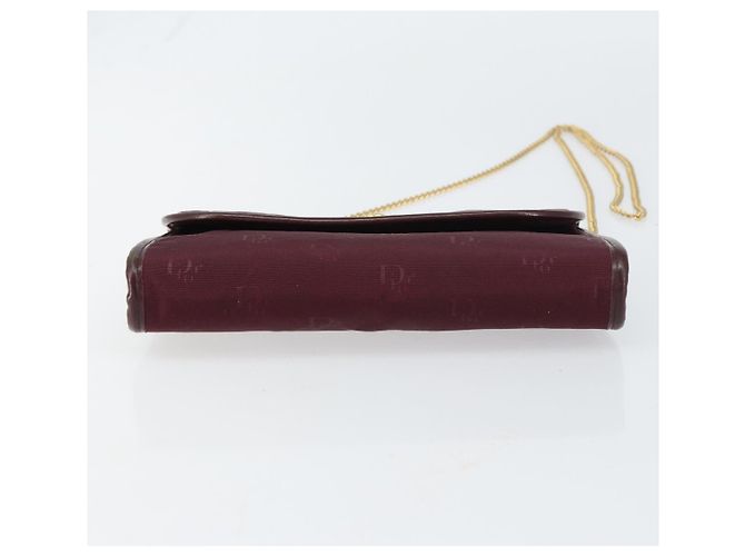 Borsa a spalla con catena Christian Dior in nylon bordeaux oro Auth SW1858 D'oro Bordò - vista 9