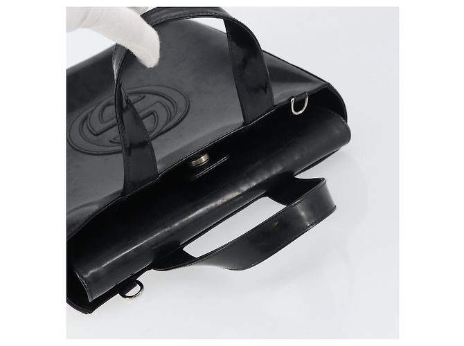 Borsa a Mano GUCCI Smalto Nero Argento 000 1013 0504 Auth ep12446 - vista 6