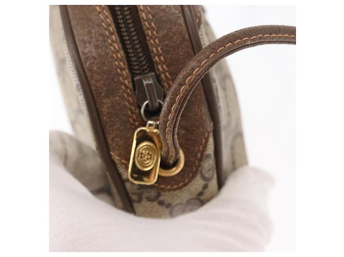 Borsa Sherry Line GG Supreme Web di GUCCI in PVC beige e oro 89 02 066 Auth 156436 D'oro - vista 14