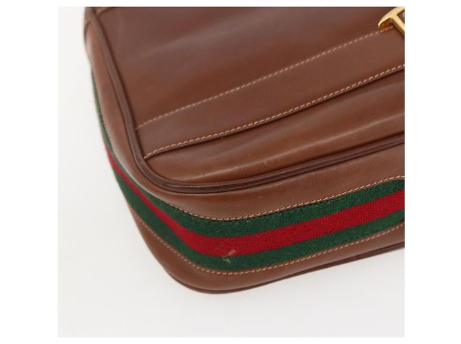 Borsa a Spalla in Pelle Sherry Line di GUCCI Vecchio GUCCI Oro Marrone Auth 153770 D'oro - vista 11