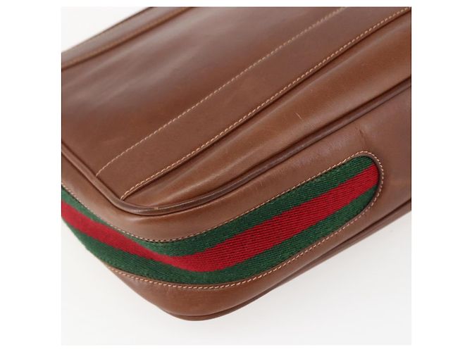 Borsa a Spalla in Pelle Sherry Line di GUCCI Vecchio GUCCI Oro Marrone Auth 153770 D'oro - vista 13