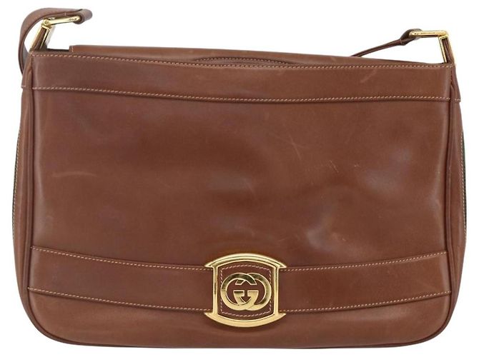 Borsa a Spalla in Pelle Sherry Line di GUCCI Vecchio GUCCI Oro Marrone Auth 153770 D'oro - vista 2