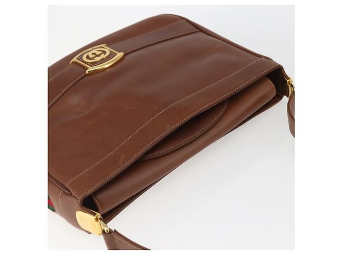 Borsa a Spalla in Pelle Sherry Line di GUCCI Vecchio GUCCI Oro Marrone Auth 153770 D'oro - vista 6