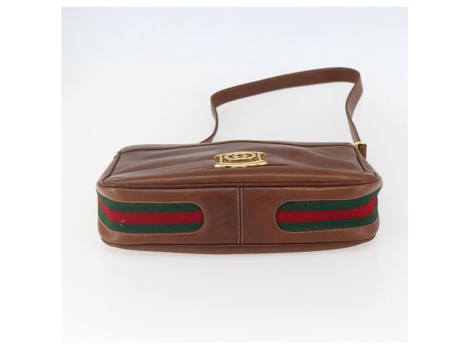 Borsa a Spalla in Pelle Sherry Line di GUCCI Vecchio GUCCI Oro Marrone Auth 153770 D'oro - vista 9
