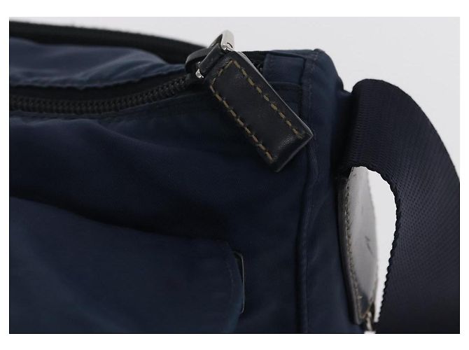 Borsa a Spalla PRADA in Nylon Blu Navy Argento Auth ki6224 - vista 10