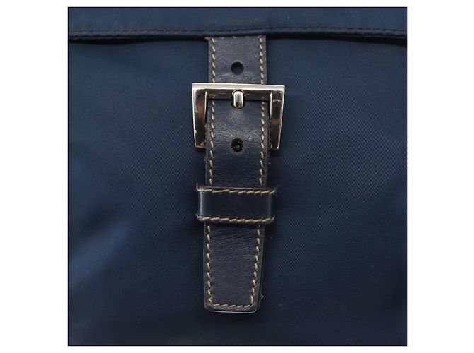 Borsa a Spalla PRADA in Nylon Blu Navy Argento Auth ki6224 - vista 18
