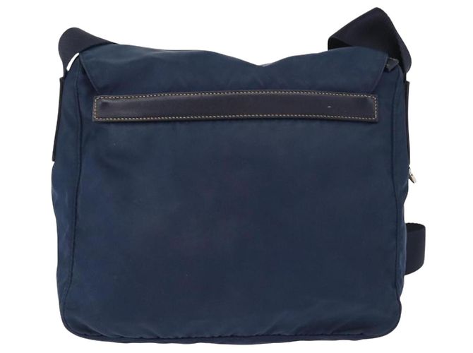 Borsa a Spalla PRADA in Nylon Blu Navy Argento Auth ki6224 - vista 2