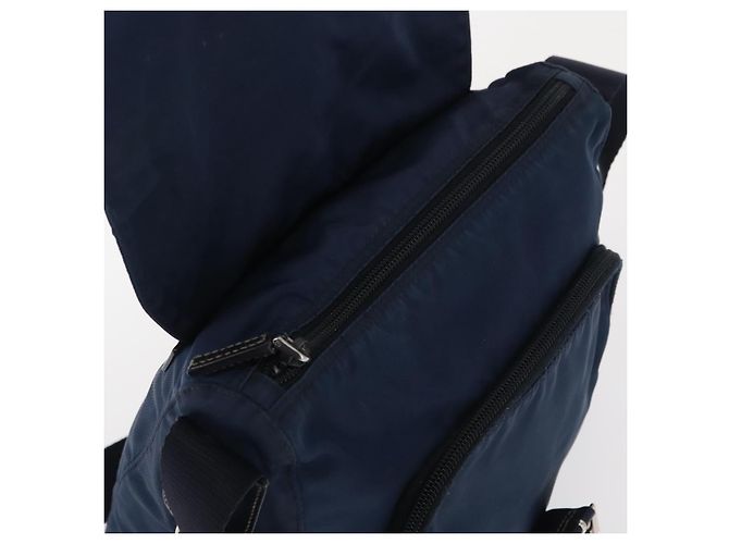 Borsa a Spalla PRADA in Nylon Blu Navy Argento Auth ki6224 - vista 20