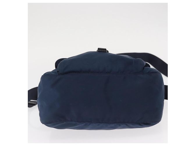 Borsa a Spalla PRADA in Nylon Blu Navy Argento Auth ki6224 - vista 5