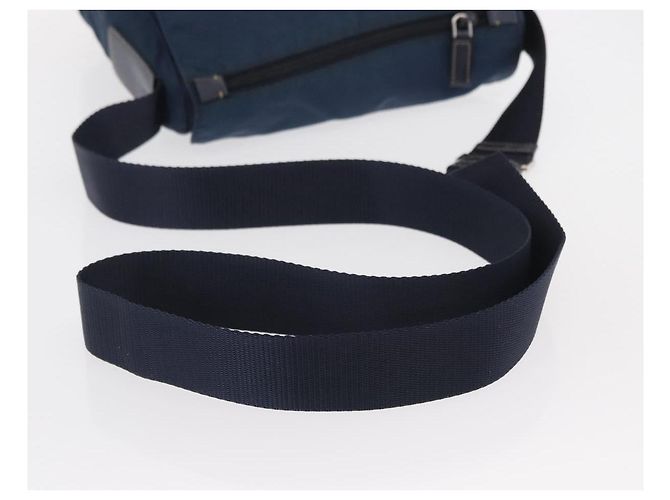 Borsa a Spalla PRADA in Nylon Blu Navy Argento Auth ki6224 - vista 7