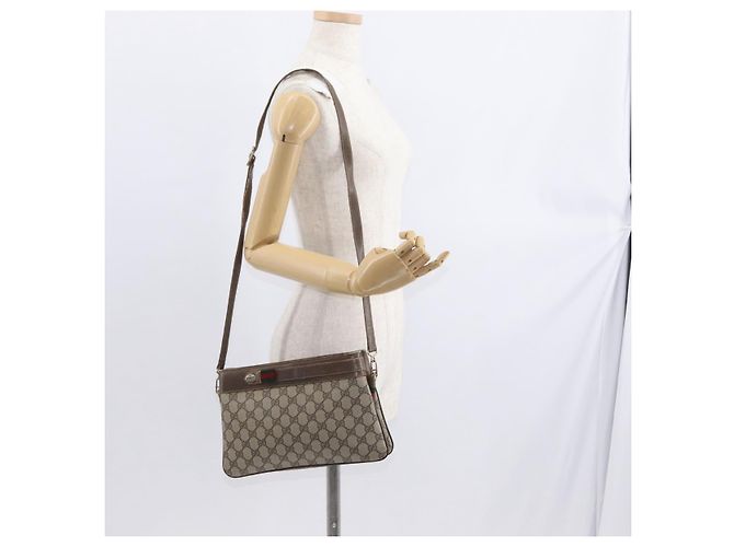 Borsa Sherry Line GG Supreme Web di GUCCI in PVC beige e oro 904 02 035 Auth ep12282 D'oro - vista 24