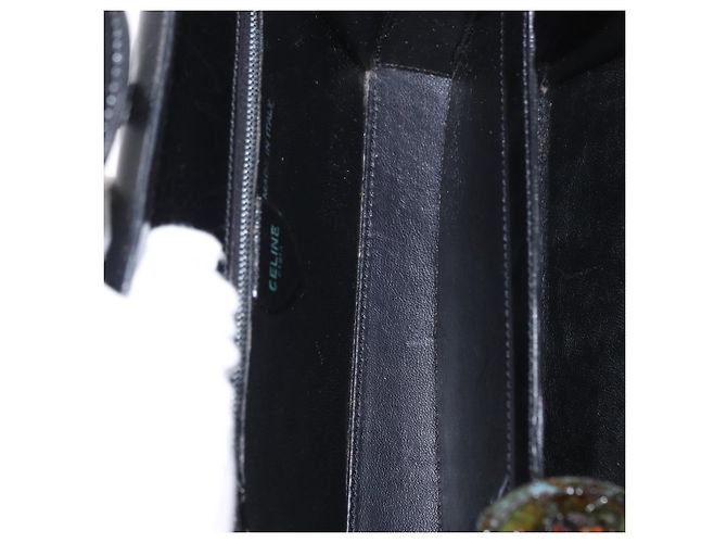 Céline Borsa a mano CELINE in pelle nera e oro Auth ki6217 Nero D'oro - vista 10