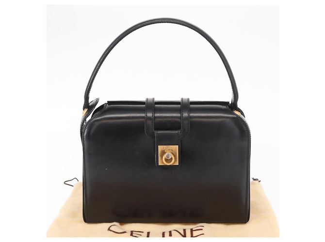 Céline Borsa a mano CELINE in pelle nera e oro Auth ki6217 Nero D'oro - vista 12