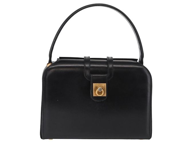 Céline Borsa a mano CELINE in pelle nera e oro Auth ki6217 Nero D'oro - vista 13