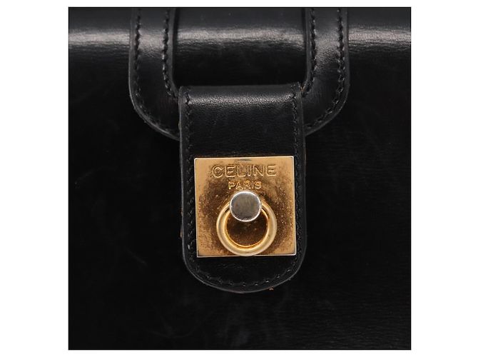 Céline Borsa a mano CELINE in pelle nera e oro Auth ki6217 Nero D'oro - vista 18