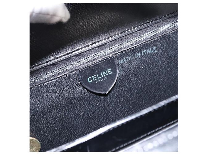 Céline Borsa a mano CELINE in pelle nera e oro Auth ki6217 Nero D'oro - vista 19