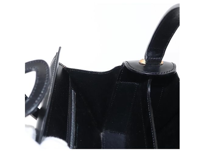 Céline Borsa a mano CELINE in pelle nera e oro Auth ki6217 Nero D'oro - vista 20