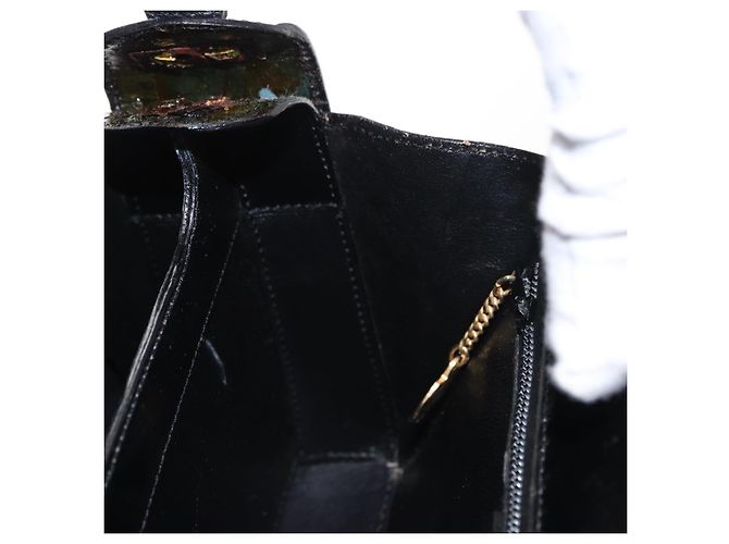 Céline Borsa a mano CELINE in pelle nera e oro Auth ki6217 Nero D'oro - vista 21
