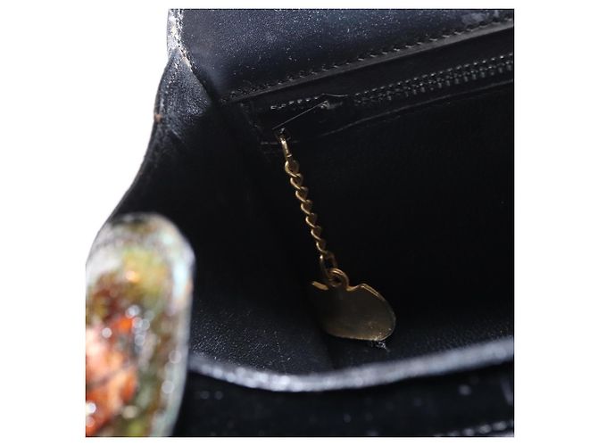 Céline Borsa a mano CELINE in pelle nera e oro Auth ki6217 Nero D'oro - vista 25